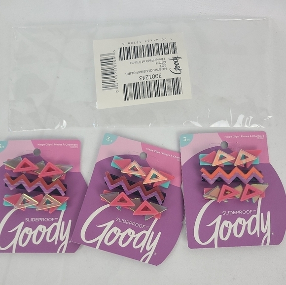 Goody Slideproof Hair Snap Clips 9 Count Assorted Nostalgia Pain-Free All Day 90 - Picture 1 of 4